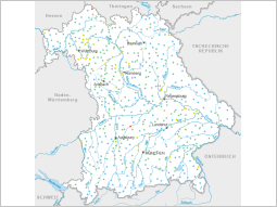 Bayernkarte mit Markierung der Messtellen