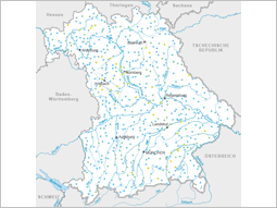 Bayernkarte mit Markierung der Messtellen