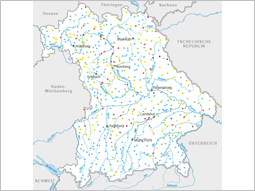 Bayernkarte mit Markierung der Messtellen