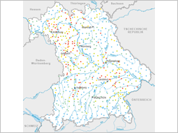 Bayernkarte mit Markierung der Messtellen