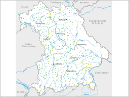 Bayernkarte mit Markierung der Messtellen