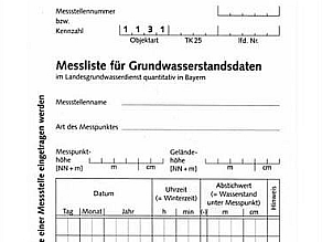 Ein Formblatt zum Eintragen der Daten.