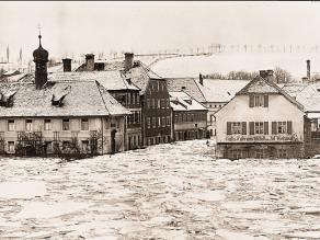 Eisschollen in der Stadt, Regensburg 1883