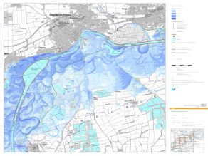 Beispiel für eine Hochwassergefahrenkarte – Wassertiefen beim HQextrem. Beispiel für eine Hochwassergefahrenkarte – Wassertiefen beim HQextrem.