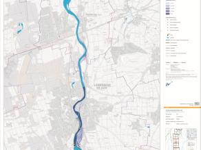 Beispiel für eine Hochwassergefahrenkarte – Wassertiefen beim HQextrem. Beispiel für eine Hochwassergefahrenkarte – Wassertiefen beim HQextrem.