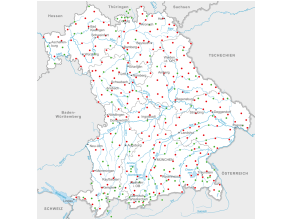 Bayernkarte mit Lage der Messtellen