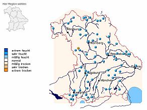 Kartenbeispiel zum Niederschlagsmessnetz des Niedrigwasser Informationsdienstes (NID)