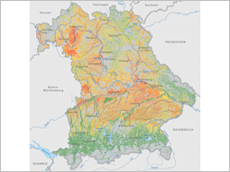 Bayernkarte mit Darstellung der verschiedenen Bereiche der Inversen Modellierung