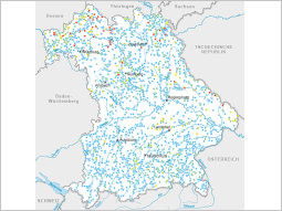 Bayernkarte mit Markierung der Messtellen