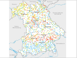 Bayernkarte mit Markierung der Messtellen