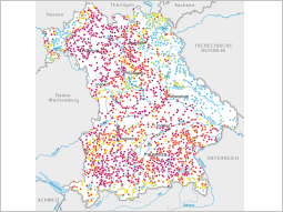 Bayernkarte mit Markierung der Messtellen