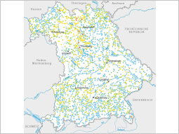 Bayernkarte mit Markierung der Messtellen