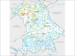 Bayernkarte mit Markierung der Messtellen