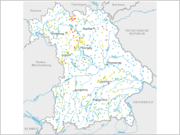 Bayernkarte mit Markierung der Messtellen