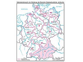 Deutschlandkarte mit der Einteilung der Strom- und Küstengebiete.