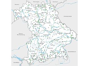 Bayernkarte mit der Übersicht der Stützpegel.
